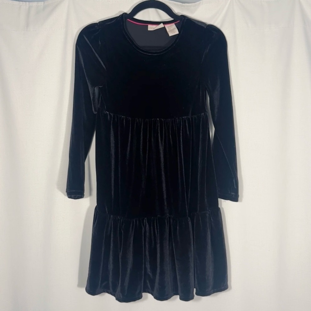 Cynthia Rowley Girls Black Velvet Long Sleeve Dress